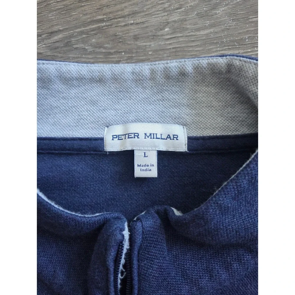 Peter Millar Quarter Zip Pullover Mens Large Gray Navy NAPA Logo 2pk